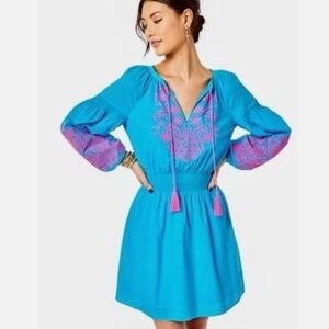 EUC Lilly Pulitzer Analynn Turquoise Oasis Tunic Dress Blue & Pink M